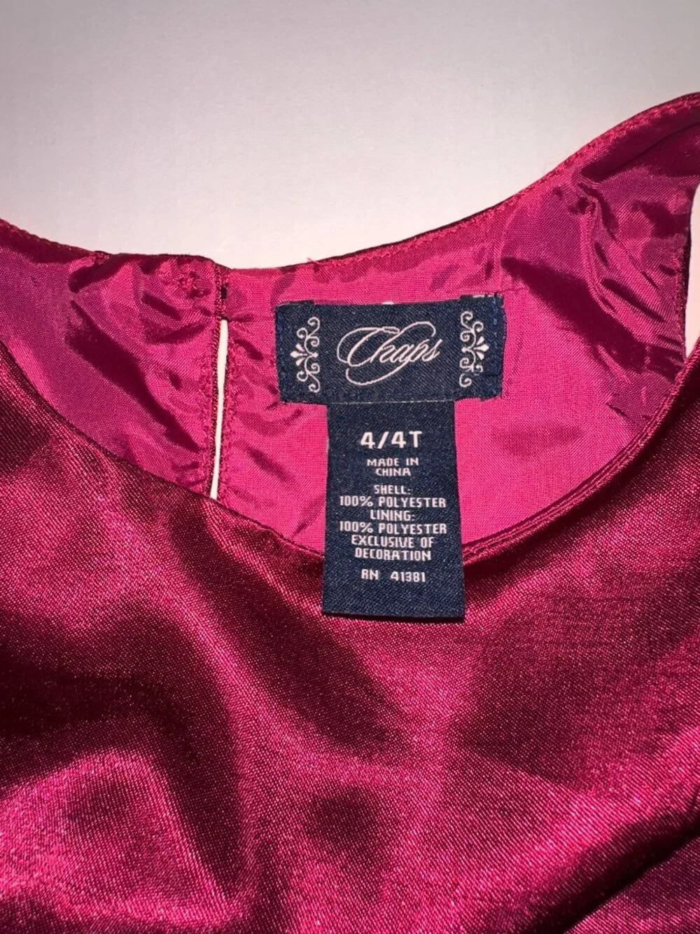 CHAPS Burgundy Red Formal Dress Ruffles Layers Girl's Dress Size 4 #685